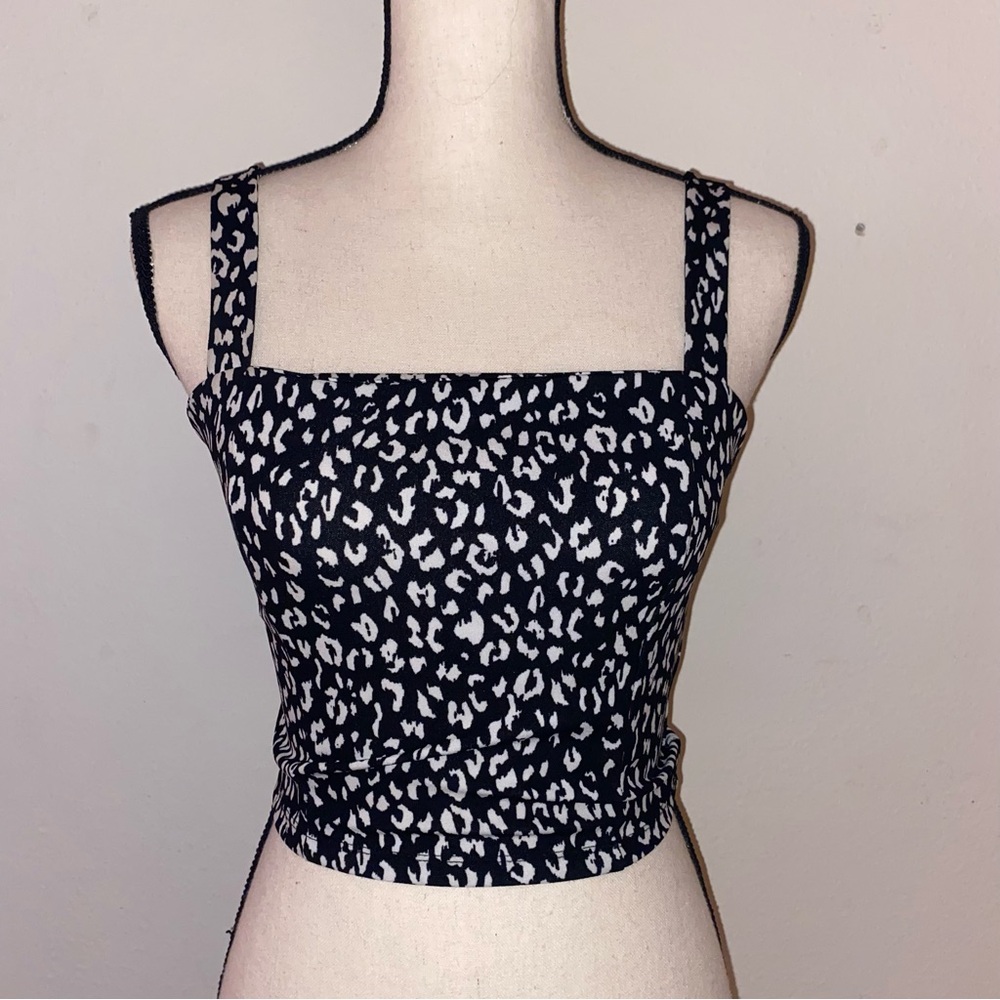 Leith black animal print top